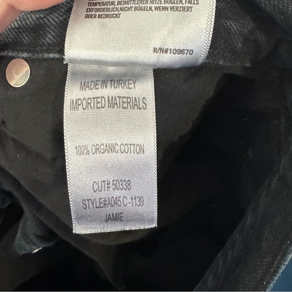 AGOLDE Black Jaime Jeans Button Fly Organic Cotton Size 32 Frayed Hem - Picture 9 of 9